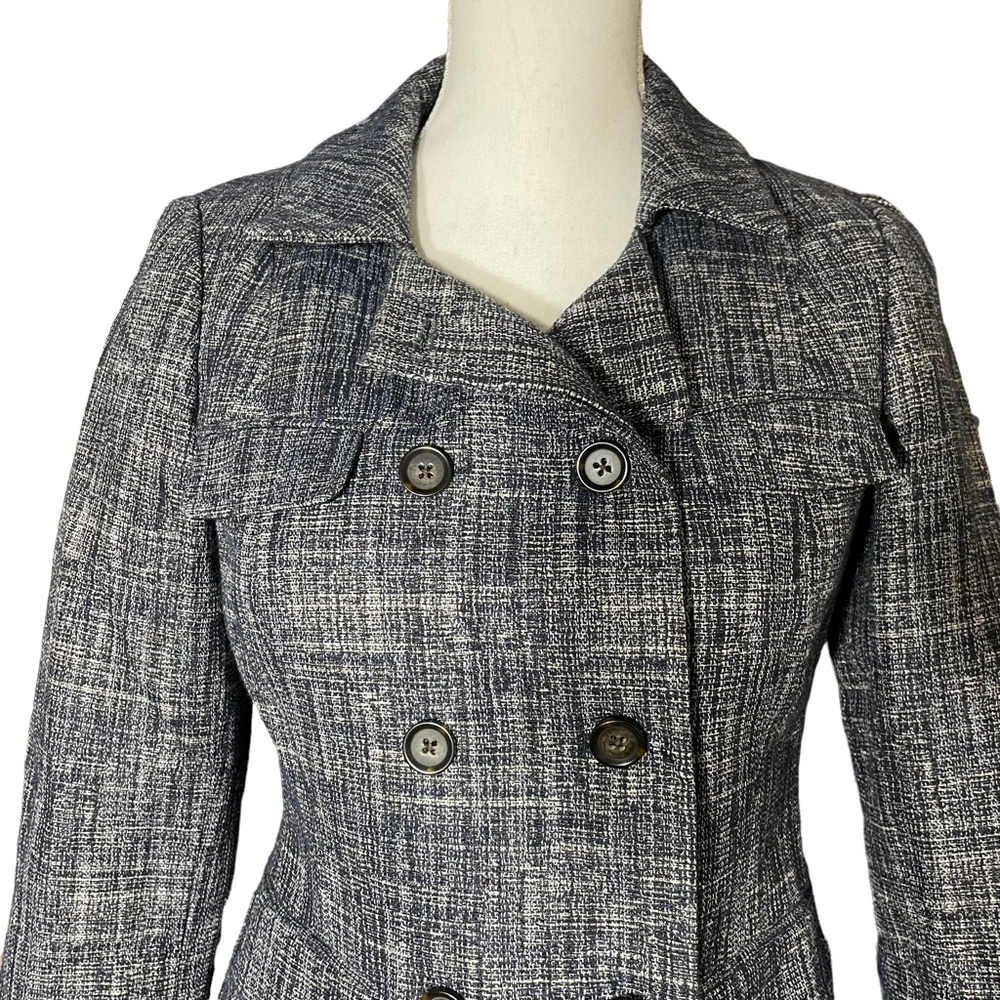Linen Blend Blazer 4 Banana Republic Double Breasted Crosshatch Tweed Jacket - Picture 5 of 14